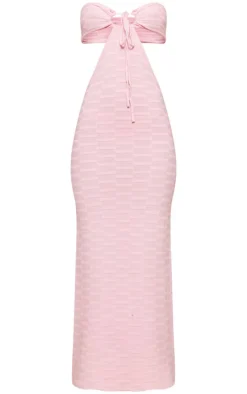 Textured Knit Cut Out Bandeau Maxi Dress-PrettyLittleThing Online