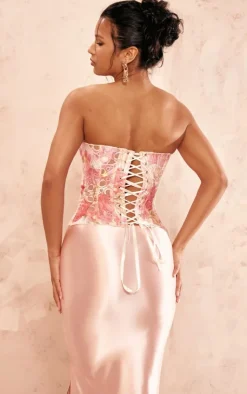 PrettyLittleThing Corsets*Textured Sheer Floral Lace Corset