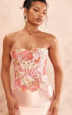 PrettyLittleThing Corsets*Textured Sheer Floral Lace Corset