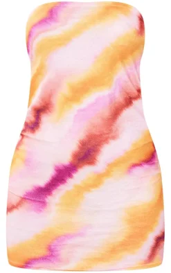 Tie Dye Print Towelling Bandeau Bodycon Dress-PrettyLittleThing Best