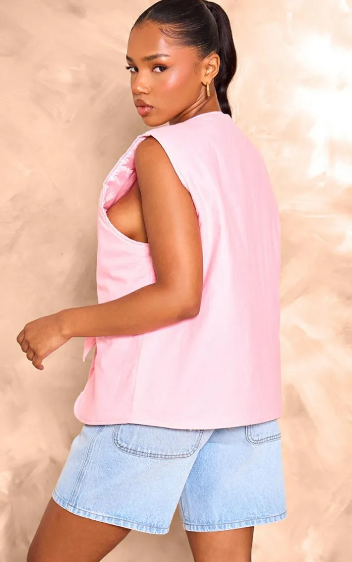 Pink Tie Front Cotton Vest