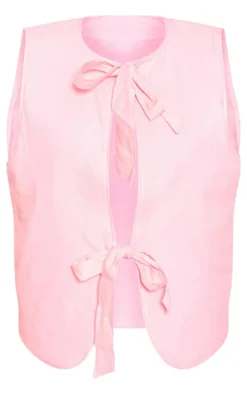 Pink Tie Front Cotton Vest