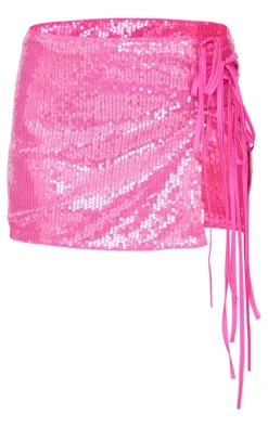 Tie Side Detail Sequin Mini Skirt-PrettyLittleThing Discount