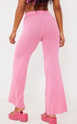 Discount PrettyLittleThing Towel Knit High Waist Pants Pink