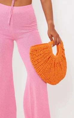 Discount PrettyLittleThing Towel Knit High Waist Pants Pink