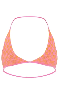 New PrettyLittleThing Two Tone Rib Square Knit Bralet Pink