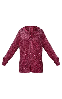 Velvet Sequin Oversized Shirt Dress-PrettyLittleThing Sale