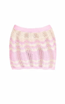 Clearance PrettyLittleThing Wave Knit Textured Mini Skirt Pink
