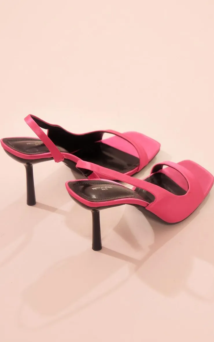 PrettyLittleThing Wide Fit Sandals*Wide Fit Satin Square Toe Asymmetric Heeled Sandals