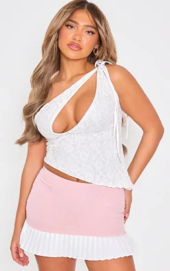 Pink Woven Contrast Pleated Hem Mini Skirt