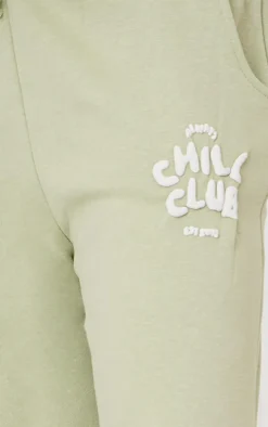 Pistachio Chill Club Puff Print Drawstring Cuffed Sweatpants
