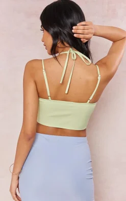 PrettyLittleThing Corsets*Woven Hook And Eye Halter Neck Corset