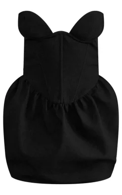 PLT Label Bust Detail Corset Puffball Tailored Bodycon Dress-PrettyLittleThing New