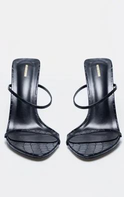 PrettyLittleThing High Heels*PLT Label Croc Faux Leather Barely There Point Toe High Heels