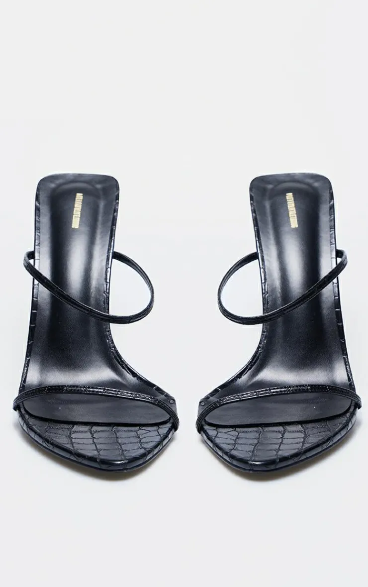 PrettyLittleThing High Heels*PLT Label Croc Faux Leather Barely There Point Toe High Heels