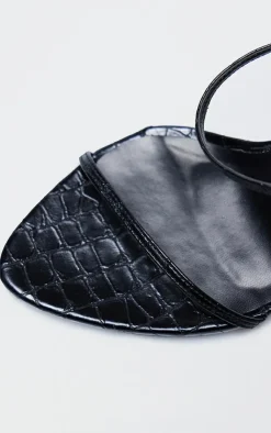 PrettyLittleThing High Heels*PLT Label Croc Faux Leather Barely There Point Toe High Heels