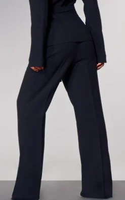 New PrettyLittleThing PLT Label Tailored Straight Leg Pants Black