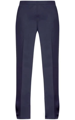 New PrettyLittleThing PLT Label Tailored Straight Leg Pants Black