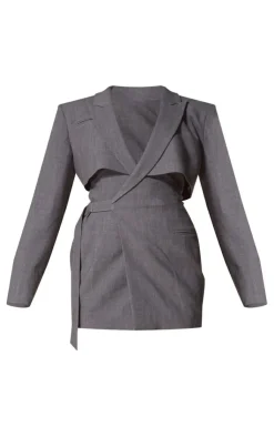 PLT Label Tie Side Detail Blazer Dress-PrettyLittleThing Clearance