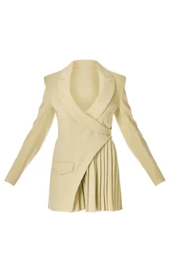 PLT Label Asymmetric Pleated Blazer Dress-PrettyLittleThing