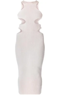 PLT Label Knitted Cut Out Racer Neck Maxi Dress-PrettyLittleThing New