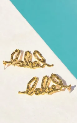 PrettyLittleThing Statement Earrings*PLT Label Hammered Statement Earrings
