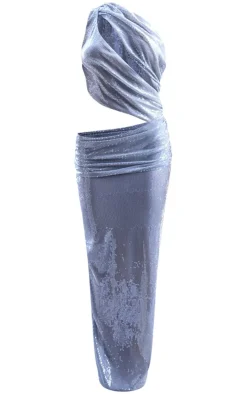 PLT Label Sequin Asymmetrical Plunge Maxi Dress-PrettyLittleThing Outlet