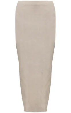 Best PrettyLittleThing PLT Label Low Rise Maxi Skirt Light Grey