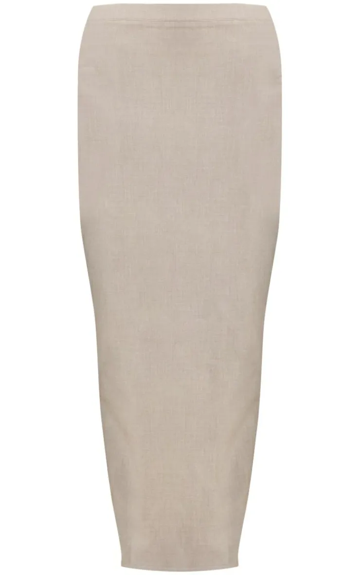 Best PrettyLittleThing PLT Label Low Rise Maxi Skirt Light Grey