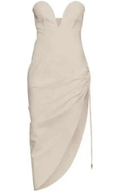 PLT Label Plunge Ruched Midaxi Dress-PrettyLittleThing Hot