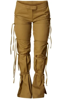 PLT Label Olive Low Rise Tie Detail Pants