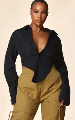 PrettyLittleThing Shirts*PLT Label Plus Asymmetric Hem Shirt