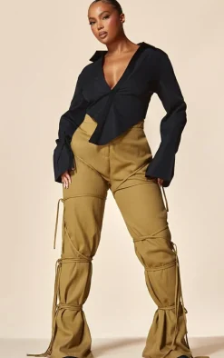 PrettyLittleThing Shirts*PLT Label Plus Asymmetric Hem Shirt