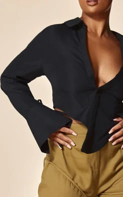 PrettyLittleThing Shirts*PLT Label Plus Asymmetric Hem Shirt