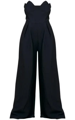 PLT Label Plus Corset Bust Detail Wide Leg Tailored Jumpsuit-PrettyLittleThing Clearance
