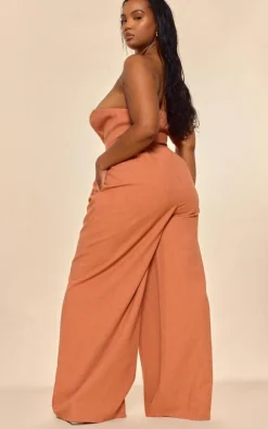 PLT Label Plus Plunge Wide Leg Jumpsuit-PrettyLittleThing Best
