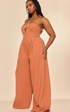 PLT Label Plus Plunge Wide Leg Jumpsuit-PrettyLittleThing Best