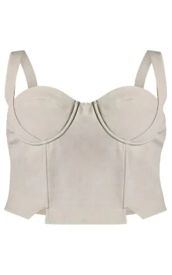 Sale PrettyLittleThing PLT Label Plus Tailored Corset Top Sage Green