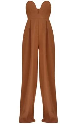 PLT Label Plunge Wide Leg Jumpsuit-PrettyLittleThing Discount