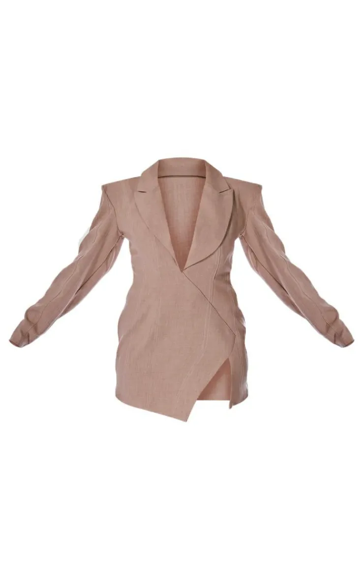 PLT Label Asymmetric Oversized Blazer Dress-PrettyLittleThing Clearance