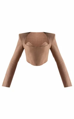 Best PrettyLittleThing PLT Label Bust Detail Tailored Corset Taupe