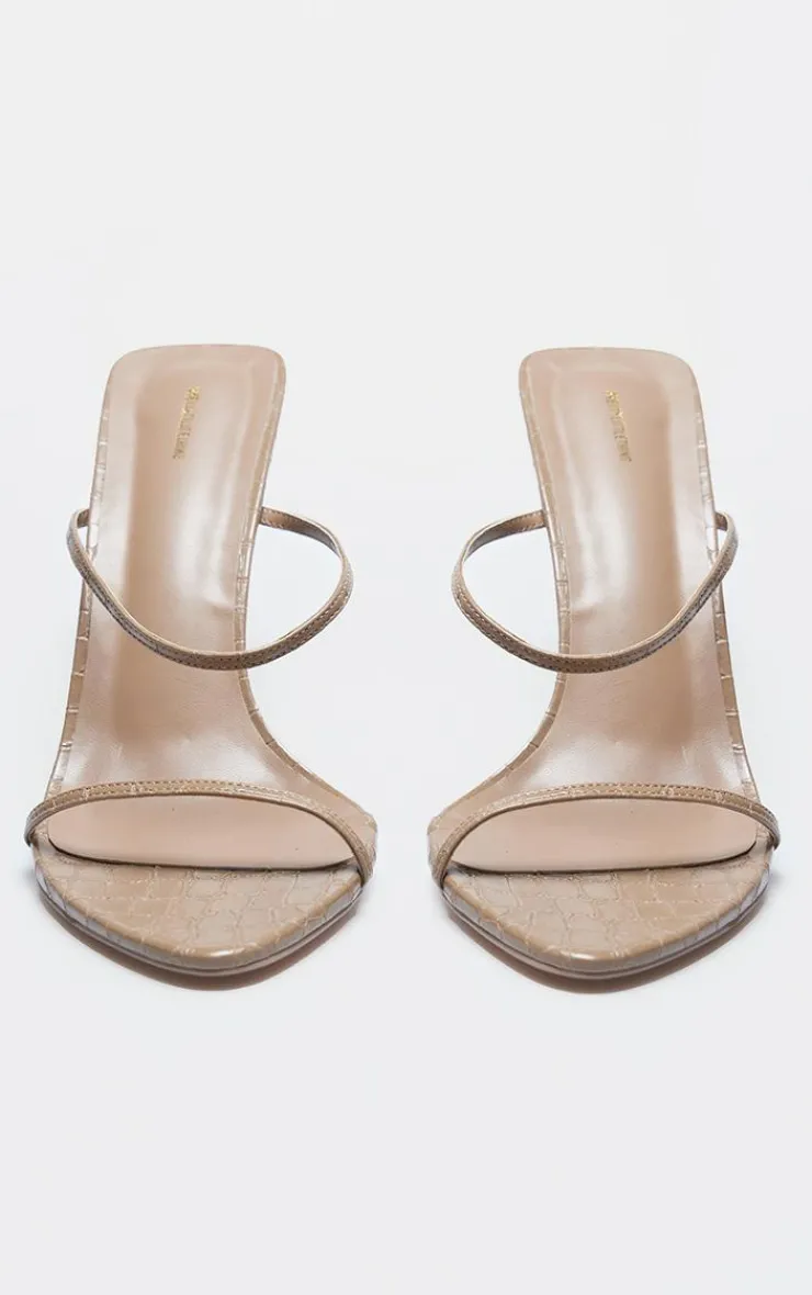 PrettyLittleThing High Heels*PLT Label Croc Faux Leather Barely There Point Toe High Heels