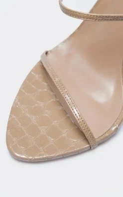 PrettyLittleThing High Heels*PLT Label Croc Faux Leather Barely There Point Toe High Heels