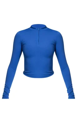 PrettyLittleThing Workout Tops*PLT RUN High Neck Zip Up Long Sleeve Branded Top