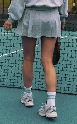 PrettyLittleThing Gym Wear*PLT SPORT Ash Grey Cotton Pleated Tennis Skirt
