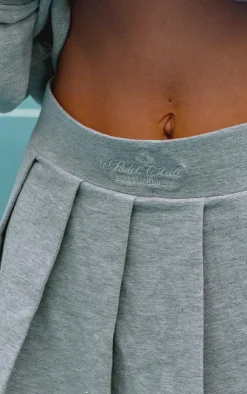 PrettyLittleThing Gym Wear*PLT SPORT Ash Grey Cotton Pleated Tennis Skirt