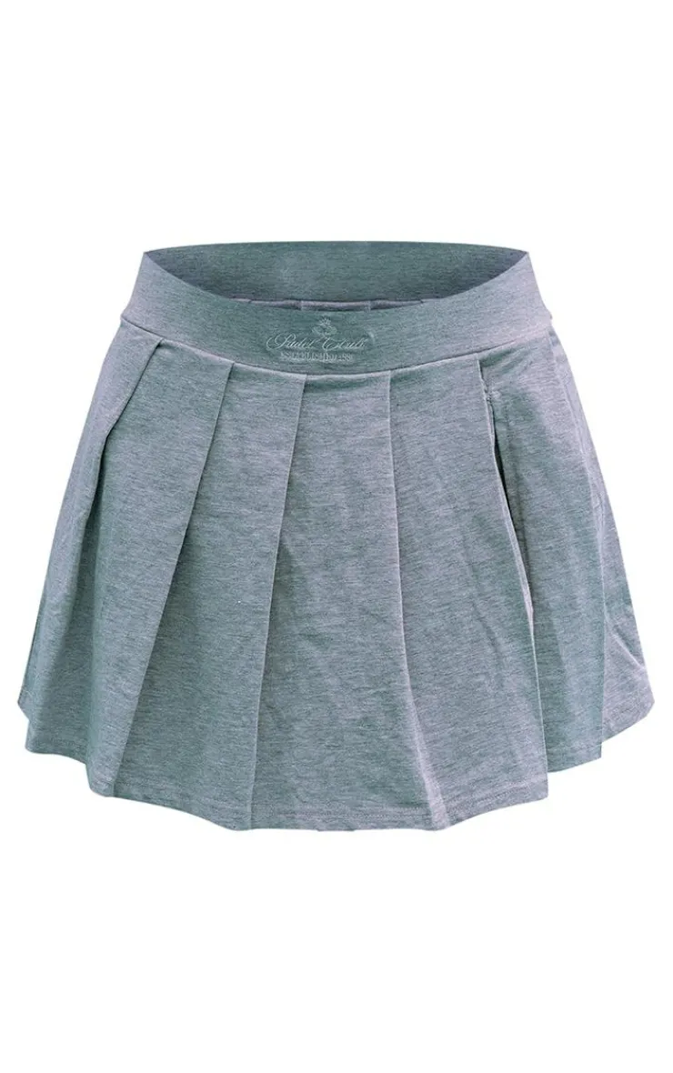 PrettyLittleThing Gym Wear*PLT SPORT Ash Grey Cotton Pleated Tennis Skirt
