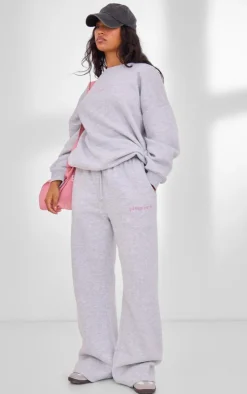 PrettyLittleThing Gym Wear*PLT SPORT Embroidered Drawstring Waist Wide Leg Sweatpants