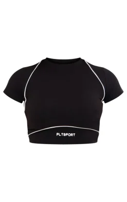 PrettyLittleThing Workout Tops*PLT SPORT Sculpt Contrast Binding Tie Detail Crop Top