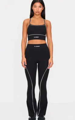 PrettyLittleThing Workout Tops*PLT SPORT Sculpt Square Neck Strappy Back Contrast Binding Crop Top